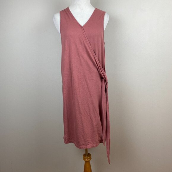Roxy Wrap Dress 8 Pink Mauve Mini Sleeveless V-Neck Tie Rhythm Luck Lightweight - Picture 2 of 12